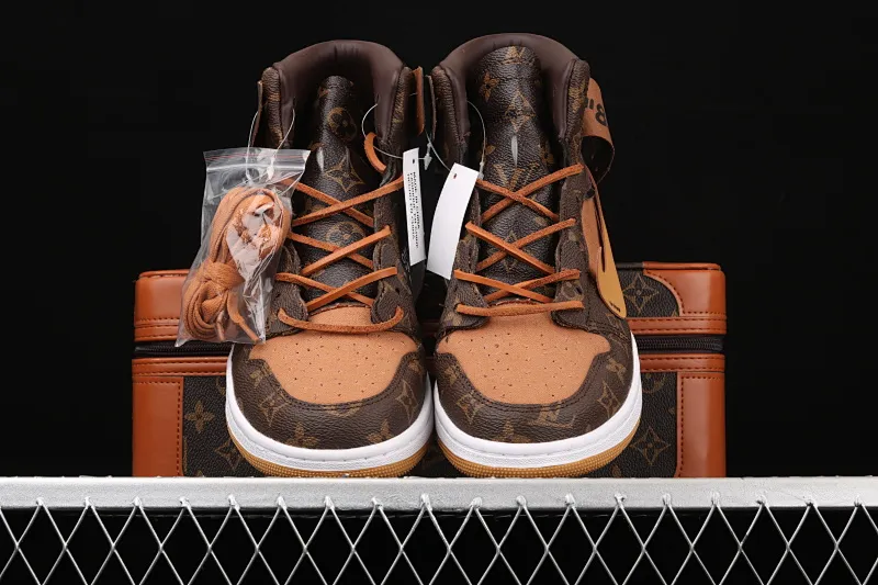 All Categories Air Jordan Jordan Series Basketball Shoes Air Jordan 1 High Air Jordan 1 AJ1 Joe 1 Donkey Brand Co-branded Customized Model #With Presbyopia Suitcase Made of Leather Exclusive Logo Covered Shoe Body Very High Style